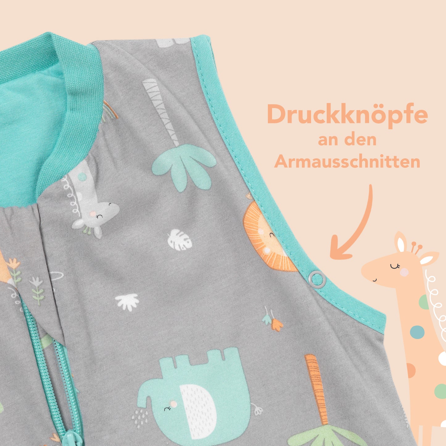 Schlafsack mit Füßen und umklappbaren Bündchen, 1.0 Tog