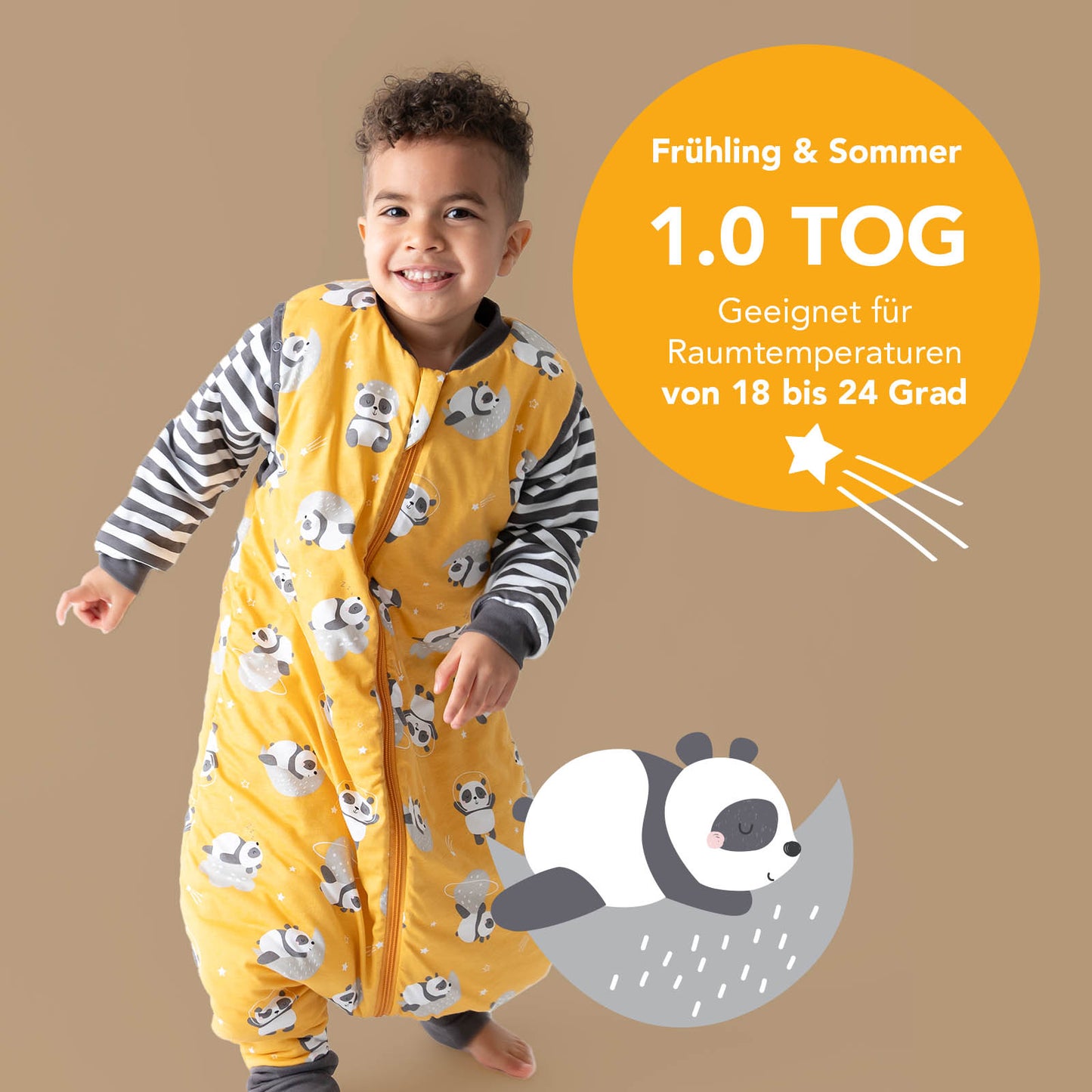 Schlafsack mit Füßen und umklappbaren Bündchen, 1.0 TOG